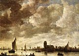 Jan Van Goyen Canvas Paintings - View of the Merwede before Dordrecht